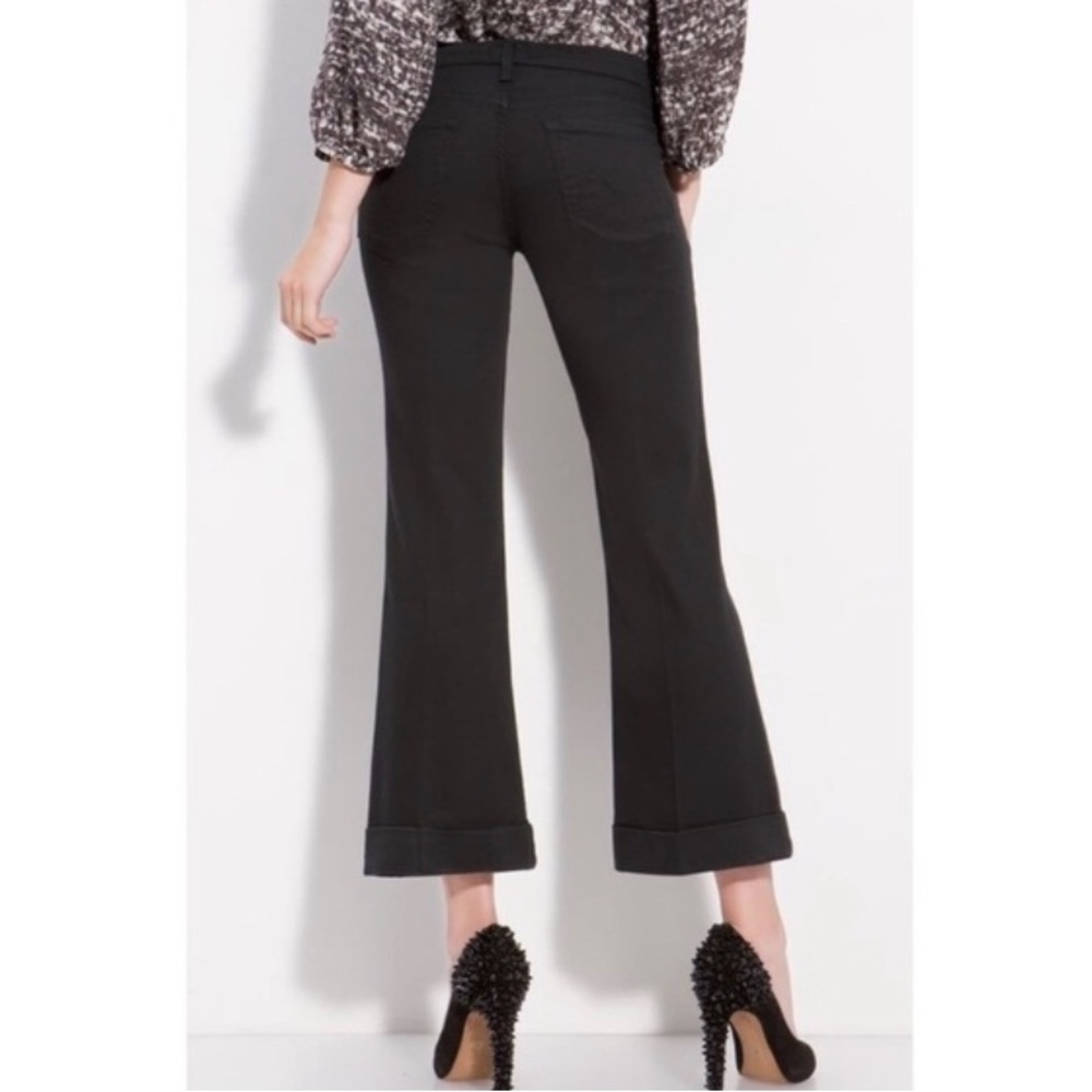 MOTHER jeansThe Tattler Crop Flare in black Dear Villain stretch denim cuff 29
